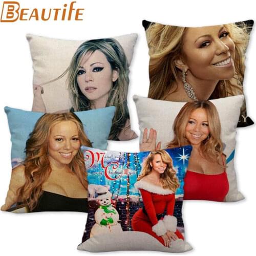 45X45cm Mariah Carey Pillow Cover Square Zipper Cotton Linen Fabric Pillow Cases Bedroom Home Decorative Boys Girls Gift
