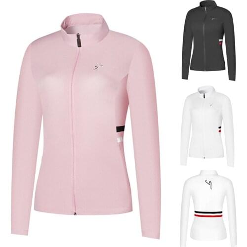 Golf Apparel, Sports and Leisure Womens Jackets, Thin Jackets, Zipper Tops, Anti-Pilling Fashion, Breathable and Quick-Drying