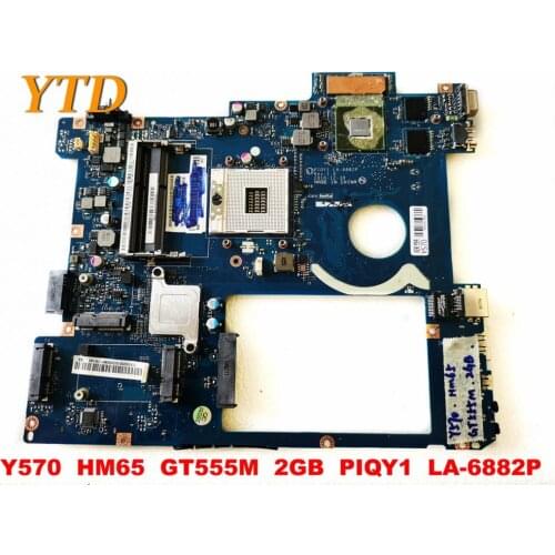 Original for Lenovo Y570 Laptop motherboard Y570 HM65 GT555M 2GB PIQY1 LA-6882P tested good free shipping