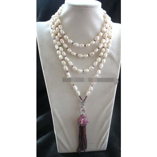 Ddh003263 freshwater pearl &garnet leopard necklace 70" nature 28% Discount 5.6