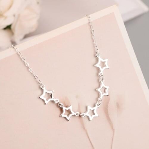 New Arrivals 925 Sterling Silver stars Necklaces & Pendants For Women Hot Fashion sterling-silver-jewelry