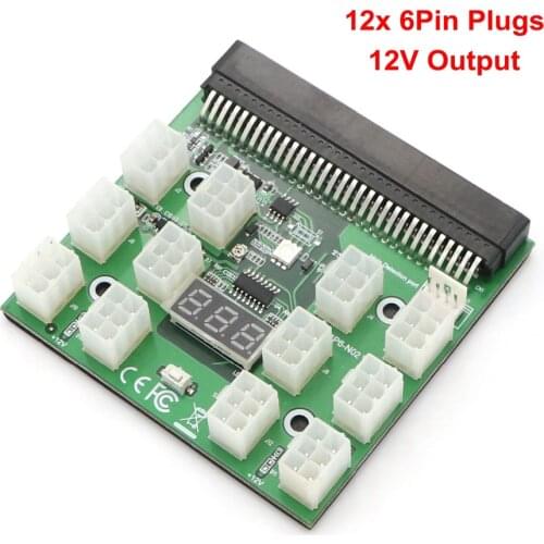 PCI-E 6Pin Power Supply Server Breakout Board with 12x 6Pin Plug for Bitcoin Mining
