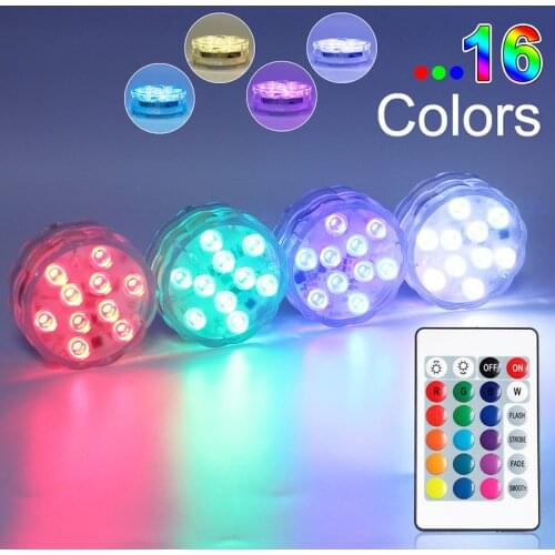 10 LEDs Submersible Light IP65 Waterproof RGB Underwater Light Vase Bse Aquarium Decoration Lights For Pond Garden Swimming Pool