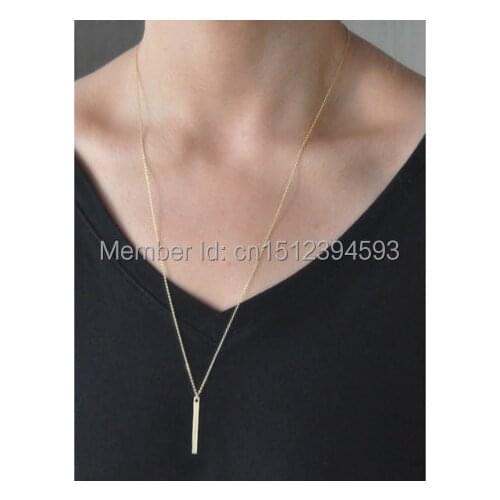Long Bar Necklace Layered and Long Blank Bar Simple Long Necklace