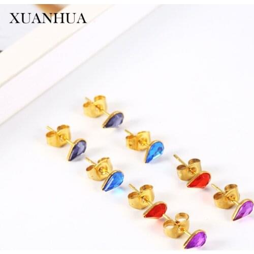 XUANHUA Stainless steel Jewelry Woman Vogue 2019 Stud Earrings For Women Charm Crystal Earrings Fine Jewelry Accessories