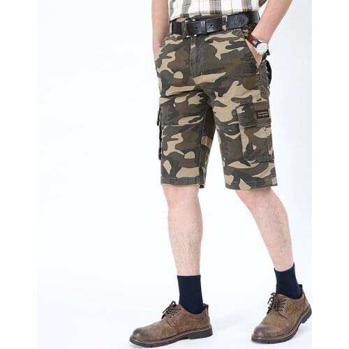 Summer New Cargo Short Men Camouflage Casual Streetwear Mid-waist Knee Length Mens Shorts Cotton Breathable Many Pockets Short