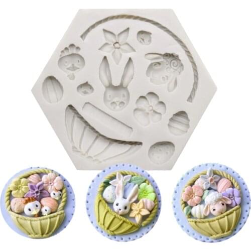 Easter Rabbit Egg Fondant Cake Silicone Mold Chocolate Candy Molds Cookies Pastry Biscuits Mould DIY Decoration Baking Tools
