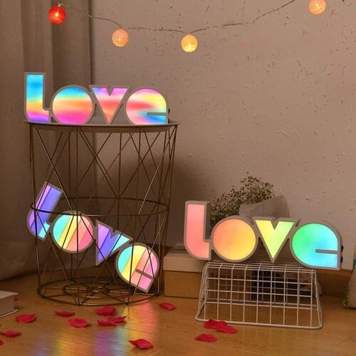 LED LOVE Night Lights Bedroom Romantic Bedside Lamp for Valentines Gift Holiday Wedding Xmas Room Wedding Decoration Lighting