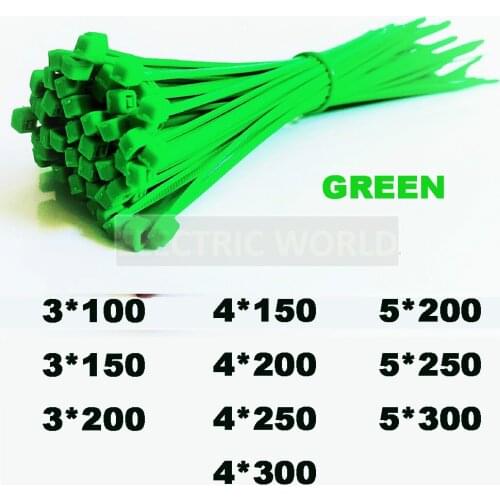 Green 100pcs Cable Ties Self-Locking Nylon Wire Cable Zip Ties 2.5x100 3.5x100 Organiser Fasten Cable