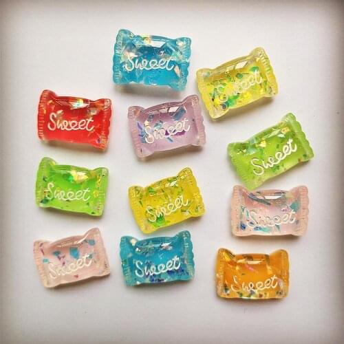 10pcs 17*24mm Sweet Sugar Candy Flatback Resin Charms Earring Findings Cute Keychain Pendant Hair Accessories Jewelry Accessory