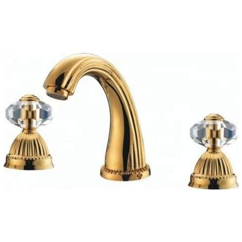 Bathroom deck mounted Ti-PVD 3 pcs American style golden wash basin faucet