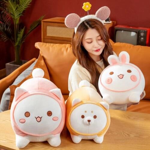 30/40/50CM Cute Cat Fluffy Dog Rabbit Plush Toys Stuffed Animals Pillow Kids Toys Throw Pillow Cushion Cartoon Girls Kids Gifts