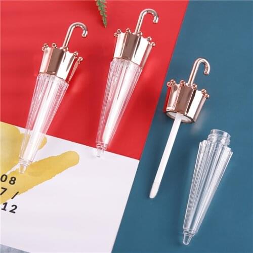 6ml Rose Gold Creative Umbrella Lip Gloss Tubes Lip Glaze Wand Tube Mascara Brush Container Women Girls Travel Makeup Bottle