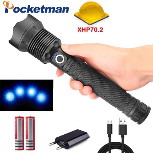 7000 lumens XLamp xhp70.2 most powerful flashlight usb Zoom led torch xhp70 xhp50 18650 or 26650 battery Best Camping, Outdoor