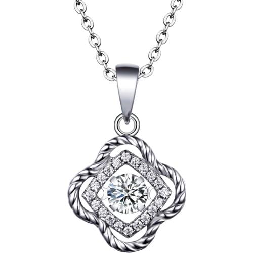 925 Sterling Silver Moving Stone Pendants Dancing Diamond Dancing CZ Womens Pendant Neckalce