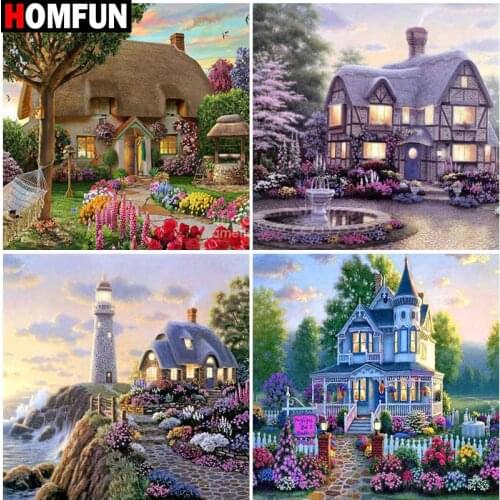 HOMFUN Diy 5d Diamond Painting "House landscape" Cross Stitch Square Round Diamond Embroidery Handwork Rhinestone Art