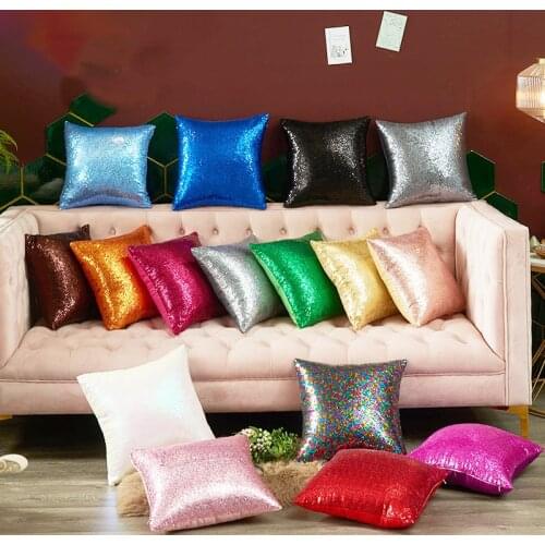 Home Decor solid Glitter Sequin Throw Pillow Case Cushion Cover Decorative for Sofa Living Room Polyester pillowcase 40*40cm