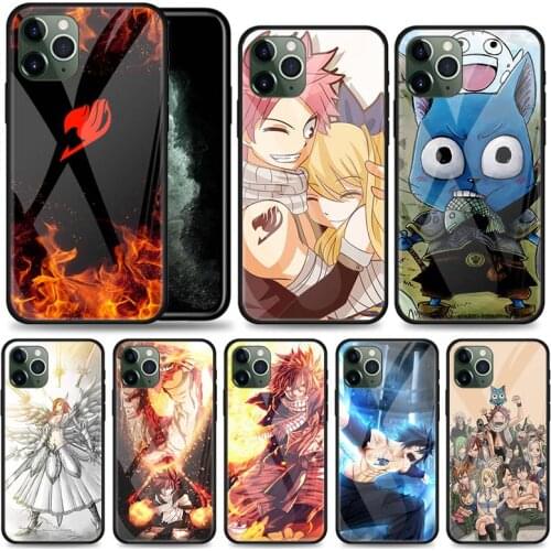 Tempered Glass Case for iPhone 12 Mini 11 12 Pro Max 7 8 XR SE X XS MAX 6 6s 7 8 Plus 11 Pro Fairy Tail Erza Natsu Phone Cover