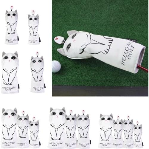 Golf Club Head Cover Driver Fairway Wood Headcover Golf 1 3 5 UT Covers Sleeve Protector Guard with Cat Pattern and Numbers