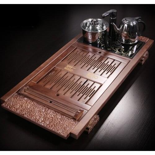 Wood tea tea classic dragon auspicious clouds Ke mu tea sets tea factory wholesale wood tray