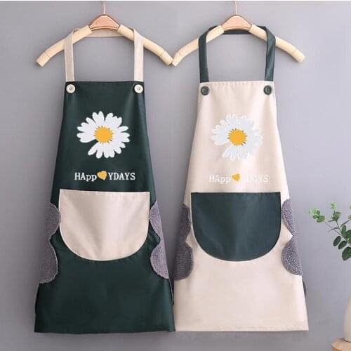 Household Waterproof Hand-wiping Kitchen Apron Heart Love Waterproof Polyester Apron Adult Bibs Home Aprons Kitchen Accessory