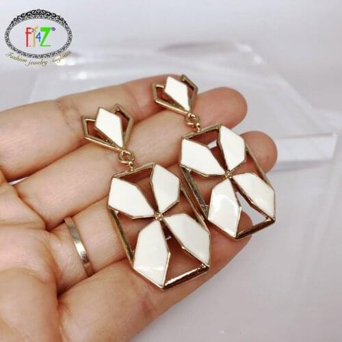 F.J4Z New Womens Enamel Earrings Casual Hollow Geometric Drop Earrings for Party Multi-color Gifts Accessories Dropship