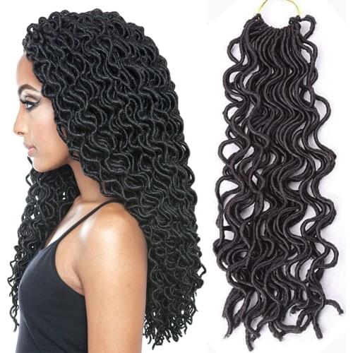 Faux Locs Curly Crochet Braids Hair Ombre Synthetic Braiding Hair Extensions pre stretched Passion Twist for Women Black