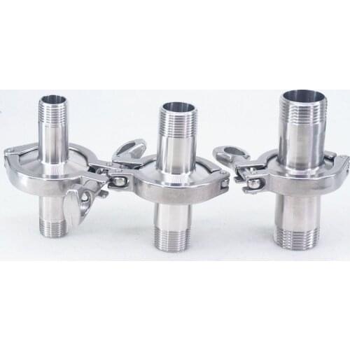 Set Ferrule Fitting +Clamp+Gasket 1/2" 3/4" 1" NPT Male -1.5" Tri Clamp 304 Stainless Sanitary Fitting Brew Beer