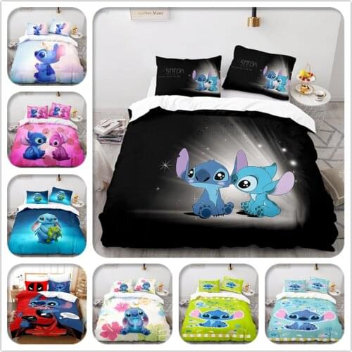 Cartoon Black Stitch 3d Printed Duvet Cover Set with Pillowcase Adult Kids Bedroom Decor Gift Bed Linen Sets Disney Bedding Sets
