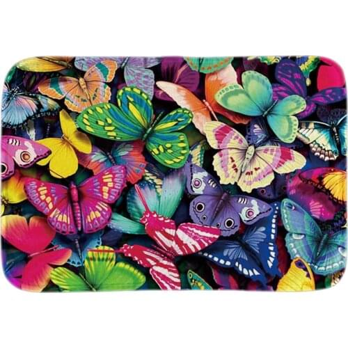 Colorful Butterflies Doormat Art Painting Door Mats For Living Room Bedroom Soft Light Short Plush Fabric Indoor Outdoor Mats