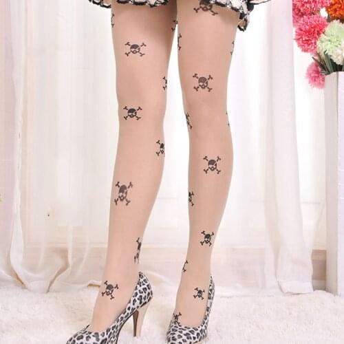 Summer Womens Ultra-Thin Cartoon Print Velvet Sexy Bare Tights Lolita Fake Tattoo Pattern Fashion Pantyhose Silky Stockings