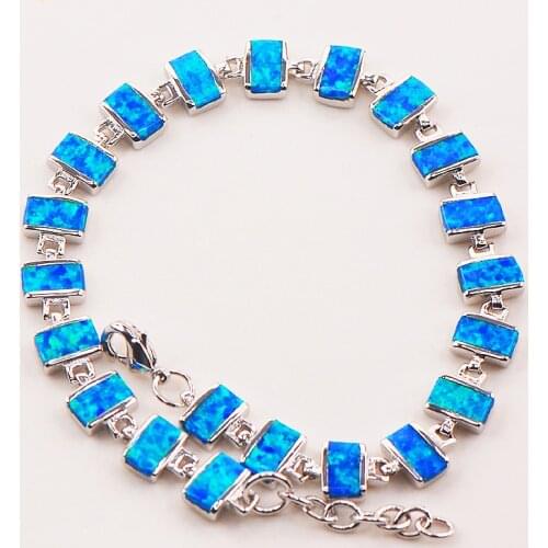 Fashion Blue Fire Opal 925 Sterling Silver Bracelet P86 8" Free Ship High quantity Factory price P86