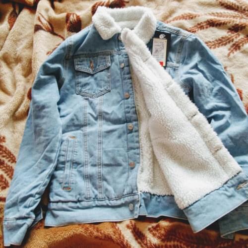 Mens Denim Jacket Winter Jacket Blue Warm Coat Fashion Large Size Lining Winter Denim Thicken Mens Jacket Mens Denim