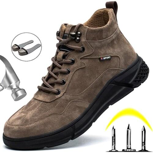 Male Indestructible Footwear Safety Shoes Boots Men Steel Toe Work Sneakers Male Anti-smash Anti-puncture Work Safety Boots