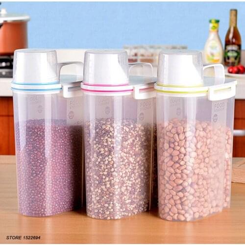 Set of Three Food Storage Container Rice Box with Lids Nuts Storage Box in Three Colors Refrigerator Dry Food Keeper