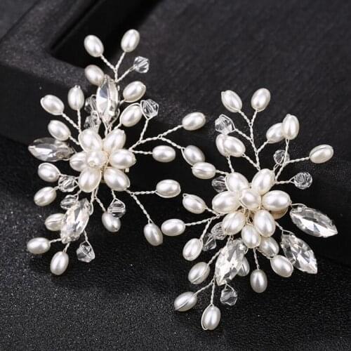 New 2Pcs Elegant Rhinestone Pearl Shoes Clips Flower Dress Hat Wedding Party Fashion