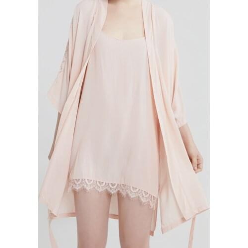 2021 New Xiaomi instant me Summer ice womens robe lightweight pajamas nightdress 2-piece sexy bathrobe home wear