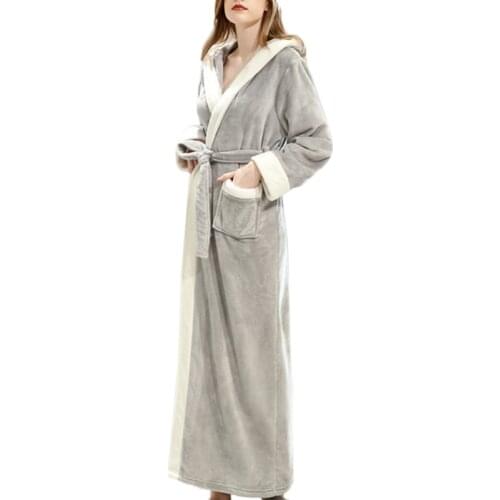 New Womens Pajamas Flannel Warm Kimono Bathrobe Autumn And Winter Fashion Plush Shawl Bathrobe Long Sleeved Robe Coat
