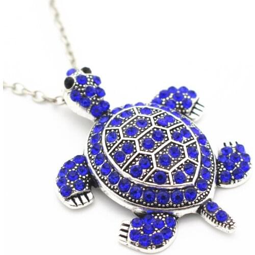 New Arrive 1pcs/lot Cute blue Tortoise Pendants long chain 50cm Necklace Alloy for Women Necklace Jewelry