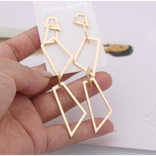 New Hollow Geometric Long Irregular Exaggerated Drop Earring for Women Korean Temperament Fashion Oorbellen Jewelry Girl Gift