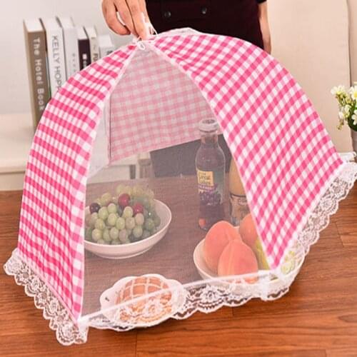 Dinner Table Food Cover Umbrella Folded Mesh Anti Fly Mosquito Dish Food Cover BBQ Picnic Lid Hygiene Grid Kitchen Accesssories