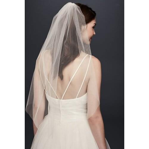 Cut Edge Wedding Veil One Layer Elbow Length VeilBridal Veil in White ,Off-white, Ivory
