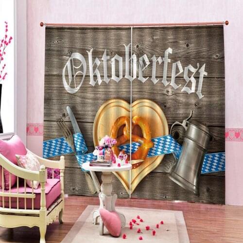 Brown Wood on Beige Coffee Love Cup White Geometric image Window Curtains 3d Print Living Room Window Panel Set Curtain