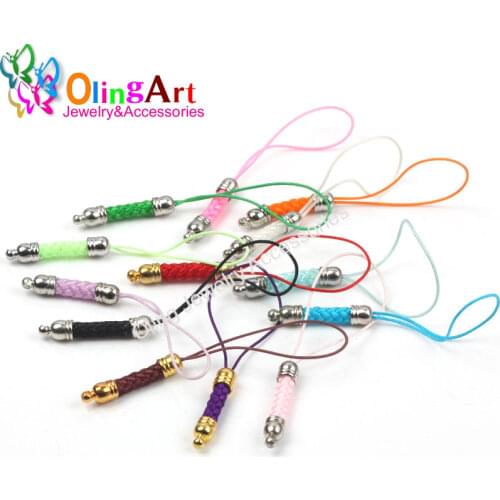 OlingArt 6pcs DIY luxury mobile Phone lanyard hand ropes cute cellphone straps Decorative Lanyard Flashlight Chain Key Ring+Gift