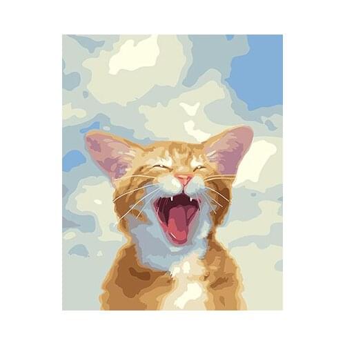 PAINTBOY Animal Cat Framed DIY Oil Painting By Numbers Canvas DIY Oil Painting Home Decoration For Living Room Wall Art