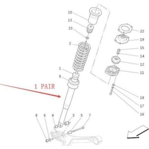 Front & Rear Left & Right Shock Absorber Strut Set For Maserati Quattroporte M139 248255 248254
