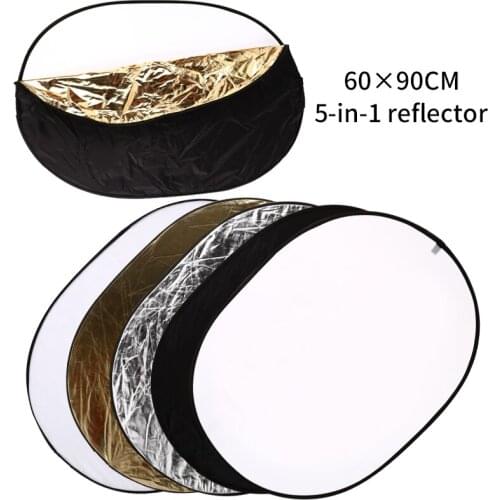 5 in 1 Portable 24 Inch x 36 Inch/60cm x 90cm Oval Collapsible Multi Disc Photography Studio Photo Camera Lighting Reflector