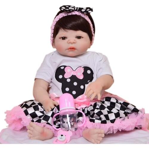 22'' bebes reborn alive bonecas handmade Lifelike Reborn Baby Doll Girls Full Body Vinyl Silicone dolls surprise gift for child