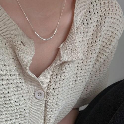 925 Sterling Silver Small Square Cube Necklace for Women Sweet Cool Clavicle Necklace Jewelry Wholesale Choker Kolye S-N838