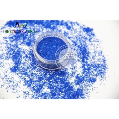 TCH310 0.2*3mm Size Solvent Resistant Mate Royal Blue Colors Tinsel Bar Strip shape glitter for nail art and other deco